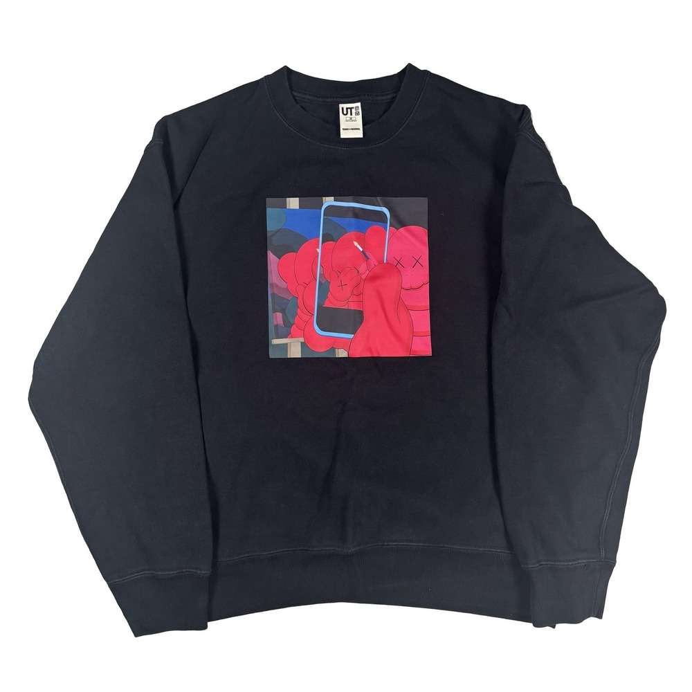 Uniqlo KAWS + Warhol Black Sweatshirt Men's XS Graphic Pullover Cotton